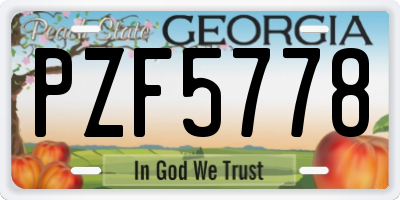 GA license plate PZF5778