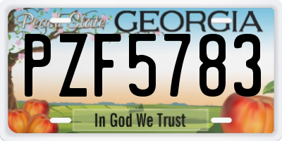 GA license plate PZF5783