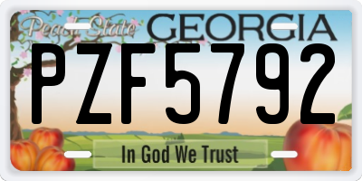 GA license plate PZF5792