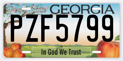 GA license plate PZF5799