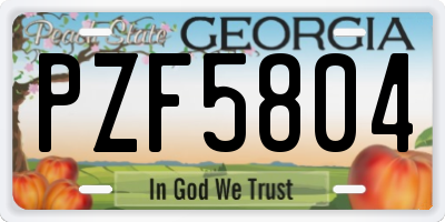 GA license plate PZF5804