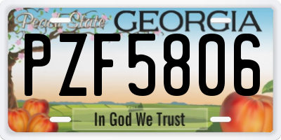 GA license plate PZF5806