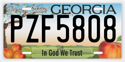 GA license plate PZF5808