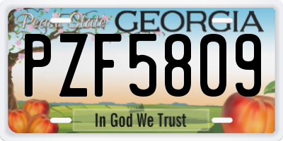 GA license plate PZF5809
