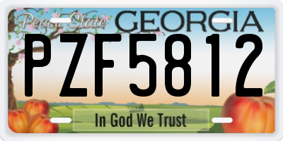 GA license plate PZF5812