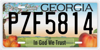 GA license plate PZF5814