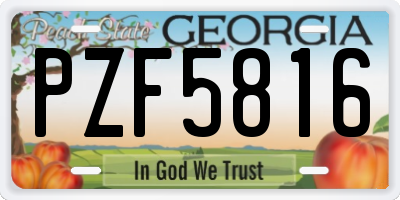 GA license plate PZF5816