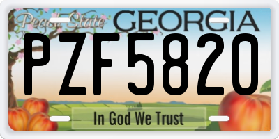 GA license plate PZF5820