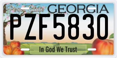 GA license plate PZF5830