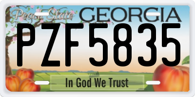 GA license plate PZF5835