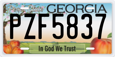 GA license plate PZF5837