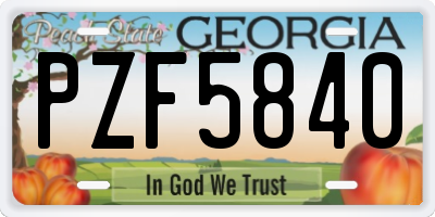 GA license plate PZF5840