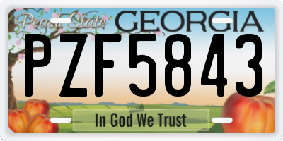 GA license plate PZF5843