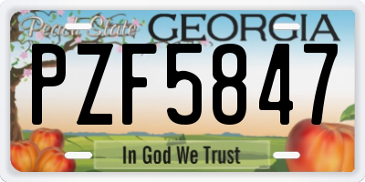 GA license plate PZF5847