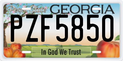 GA license plate PZF5850
