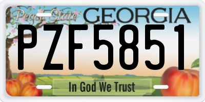 GA license plate PZF5851