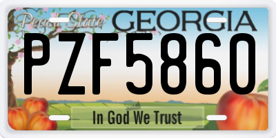 GA license plate PZF5860