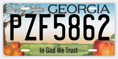 GA license plate PZF5862