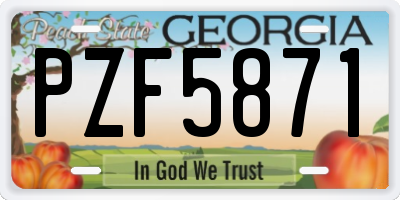 GA license plate PZF5871
