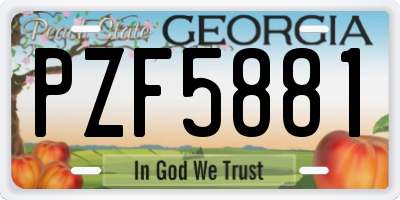 GA license plate PZF5881