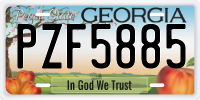 GA license plate PZF5885