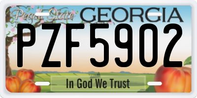 GA license plate PZF5902