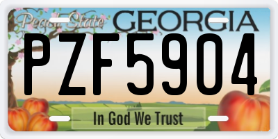 GA license plate PZF5904