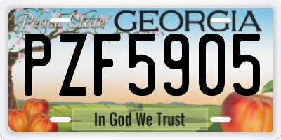 GA license plate PZF5905