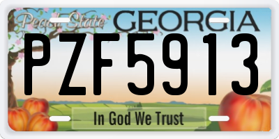 GA license plate PZF5913
