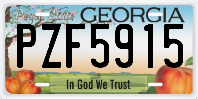 GA license plate PZF5915