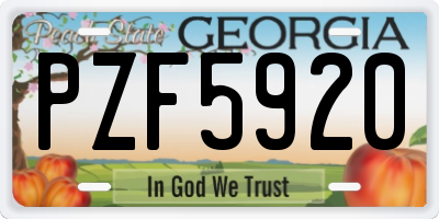 GA license plate PZF5920