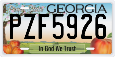 GA license plate PZF5926