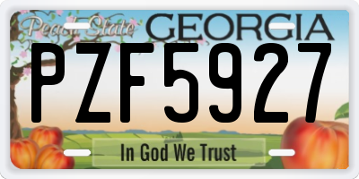 GA license plate PZF5927