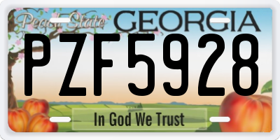 GA license plate PZF5928
