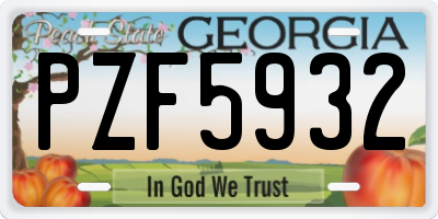 GA license plate PZF5932