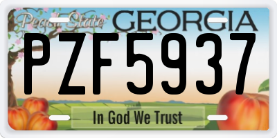 GA license plate PZF5937