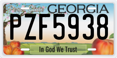 GA license plate PZF5938