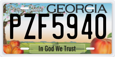 GA license plate PZF5940