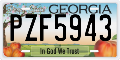 GA license plate PZF5943