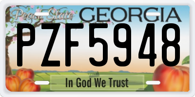 GA license plate PZF5948
