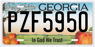 GA license plate PZF5950