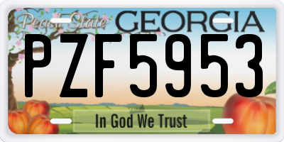 GA license plate PZF5953