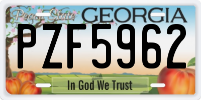GA license plate PZF5962