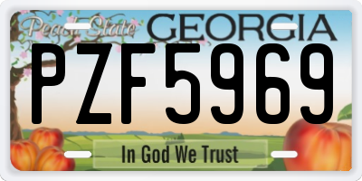 GA license plate PZF5969
