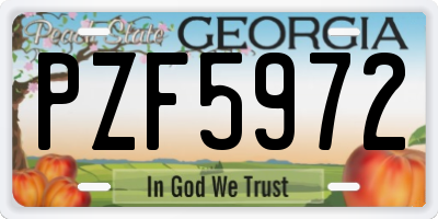 GA license plate PZF5972