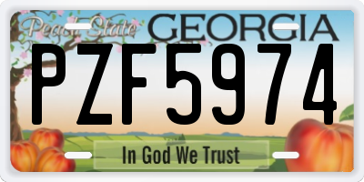 GA license plate PZF5974
