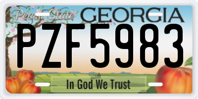 GA license plate PZF5983