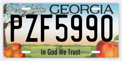 GA license plate PZF5990