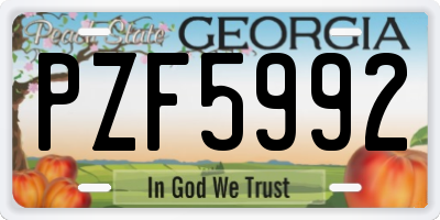 GA license plate PZF5992