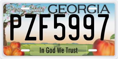 GA license plate PZF5997